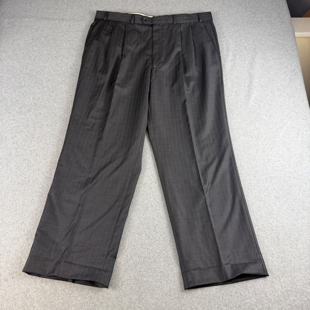 VTG Lauren Ralph Lauren Mens 42S Gray Pinstripe 100% Wool Suit Blazer Pants NOTE - Picture 9 of 16